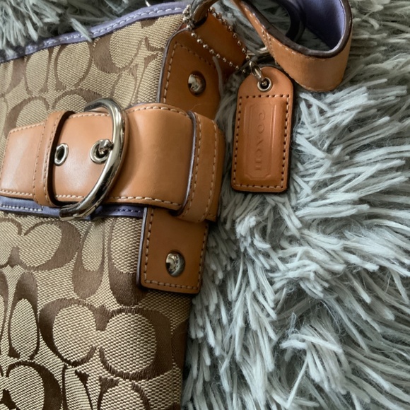 Vintage Coach Signature & Purple Suede Slim Crossbody Shoulder Bag Rare Find! - Picture 3 of 10